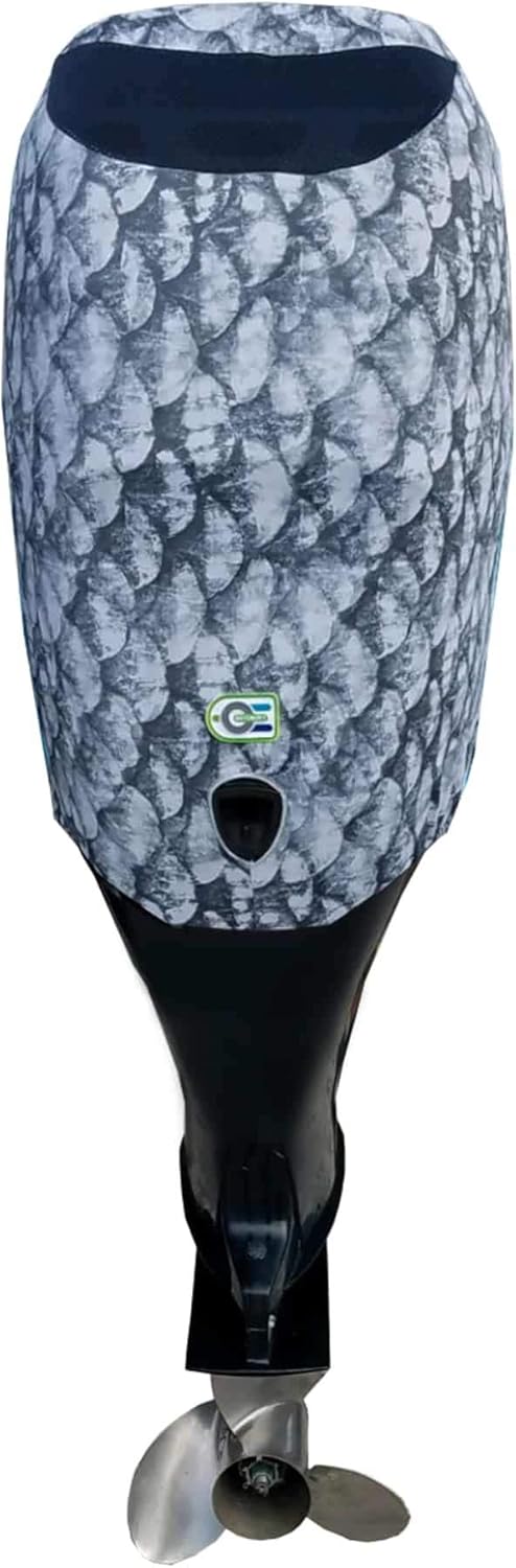 Grey Fish Scales Outboard Motor Cover D557559