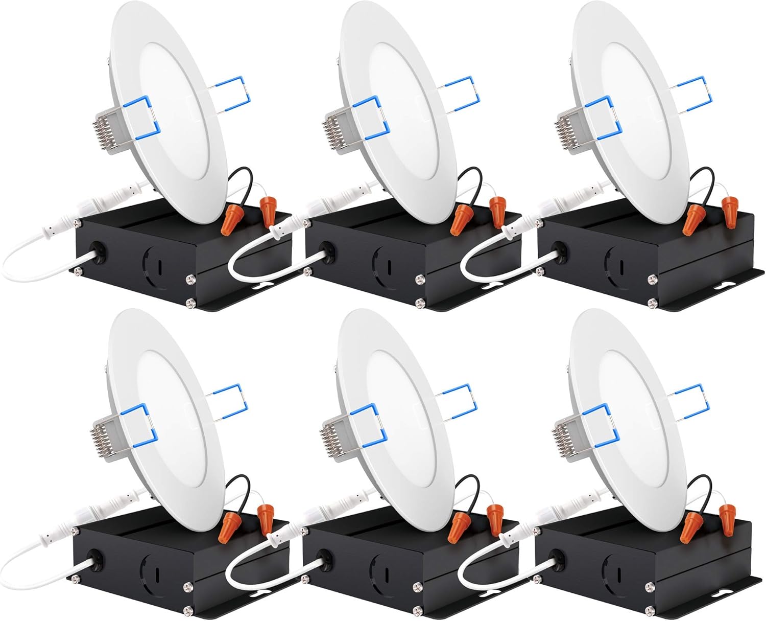 6 Pack 6 Inch Ultra Thin LED Recessed Ceiling Lights, 3000K Warm White, Dimmable 14W, 850 LM, Canless J217