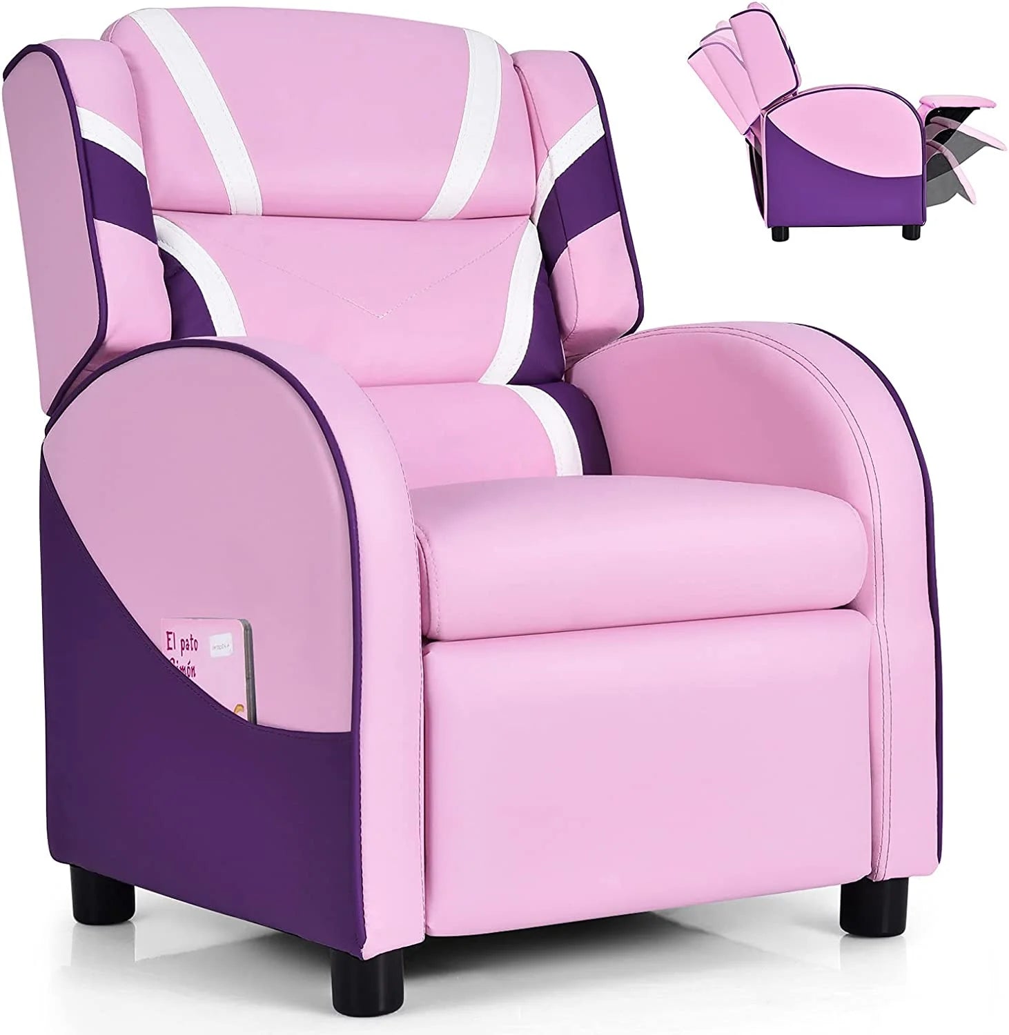 Blue Ergonomic Leather Recliner Chair with Footrest I940379