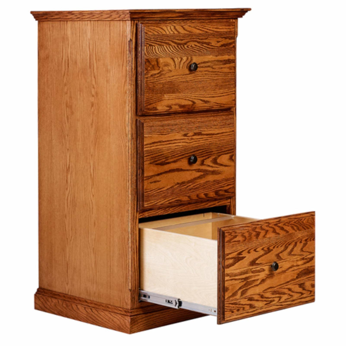 Mahogany Three Drawer File Cabinet with Black Knobs Y994900