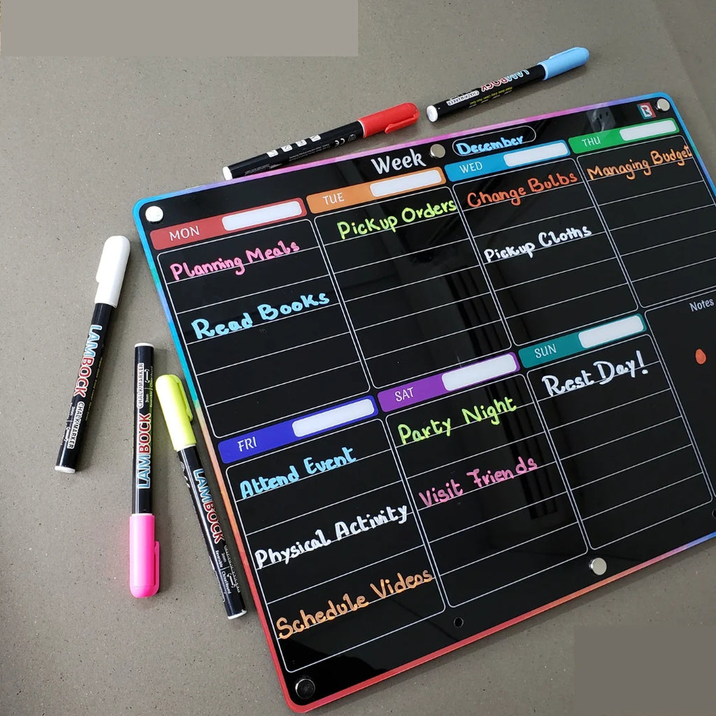 2PCS Black Acrylic Magnetic Calendar for Fridge I8029