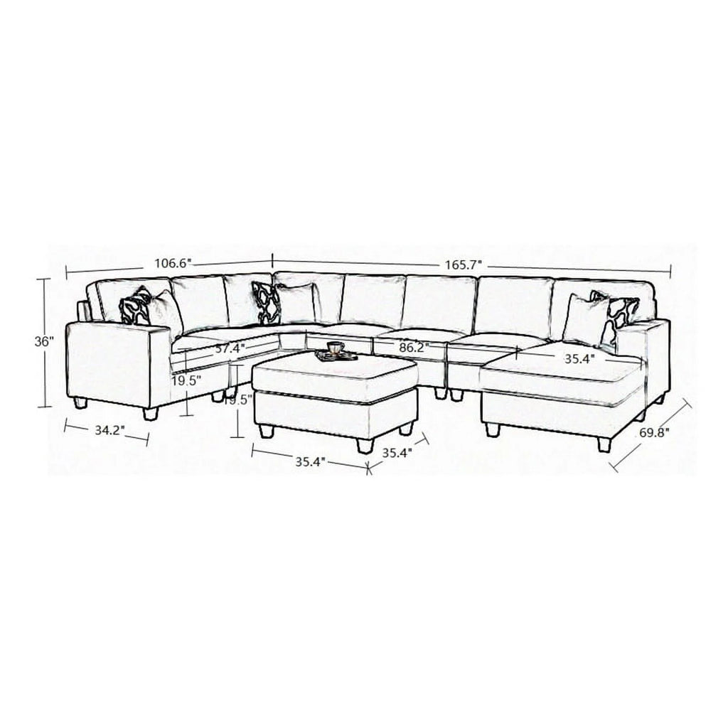 Fabric Reversible Sectional Sofa T147908