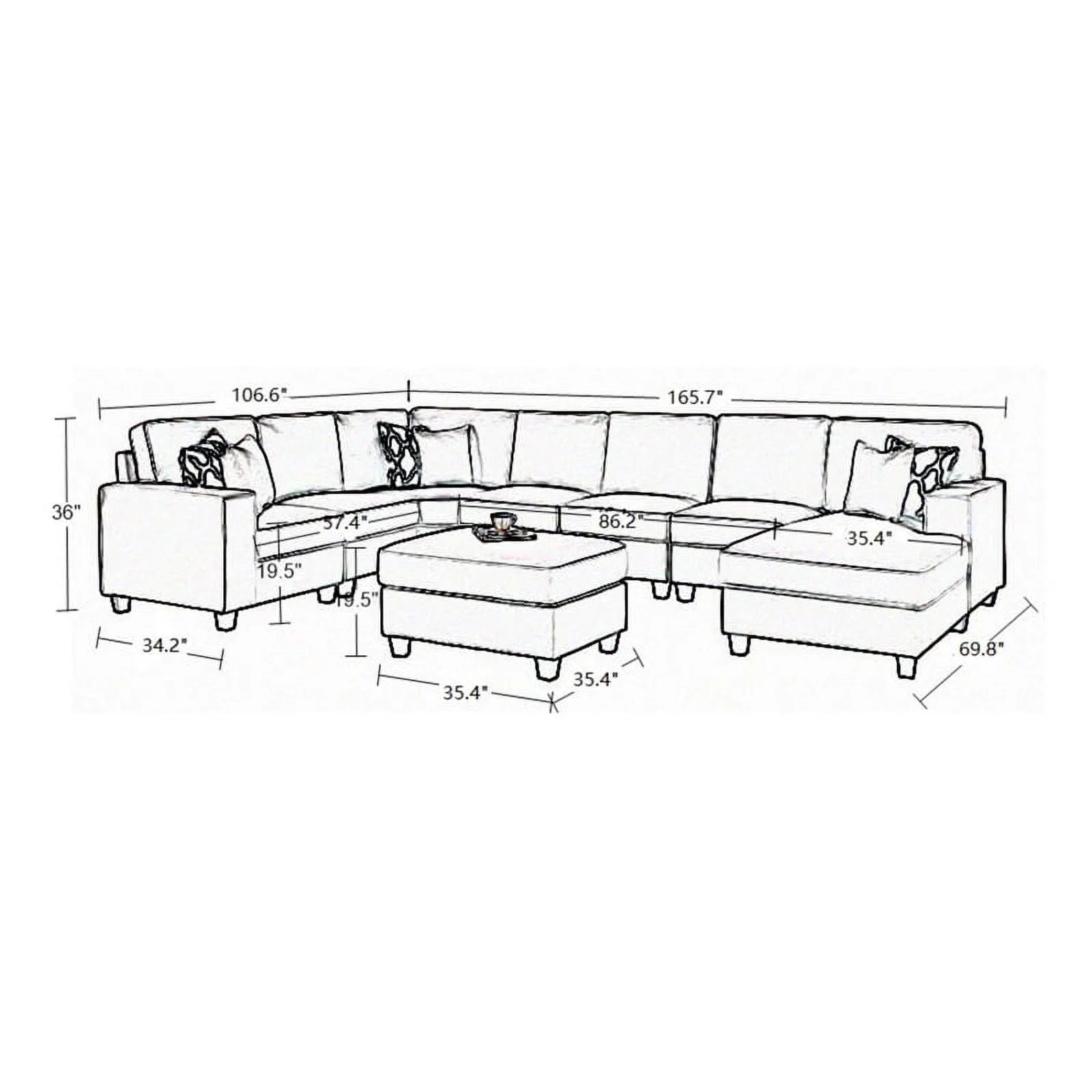 Fabric Reversible Sectional Sofa T147908