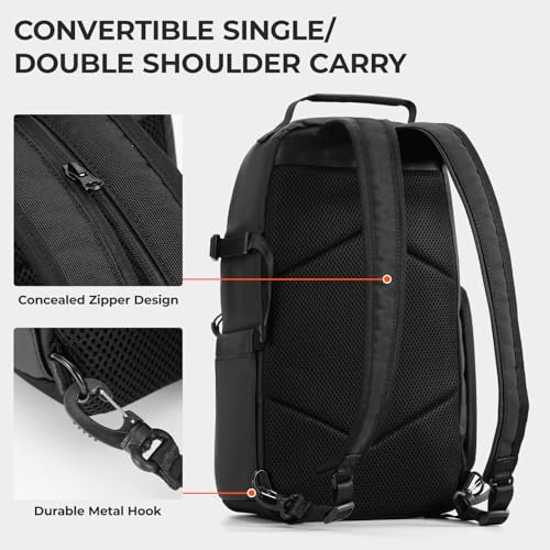 Black Waterproof Camera Sling Bag Backpack with Raincover Tripod Holder T876