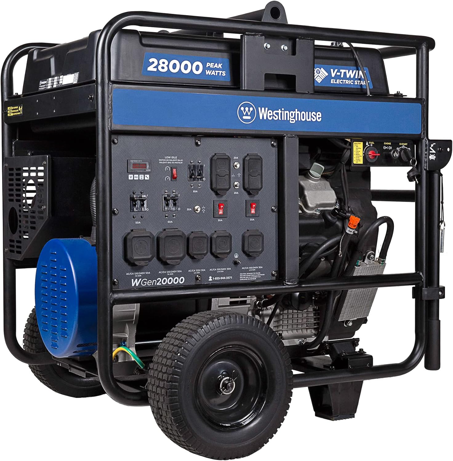 Dual Fuel Portable Generator 9500 Rated Watts 12500 Peak Watts Electric Start V628