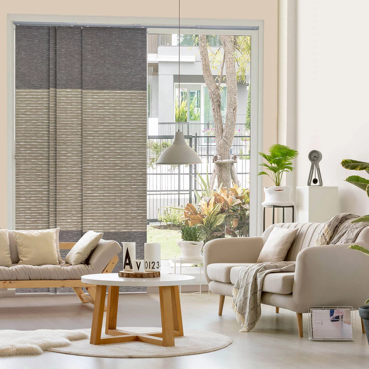 Adjustable Sliding Panel Track Blind 45.8"-86" W x 96" H Vertical Blinds 99% Blackout O797