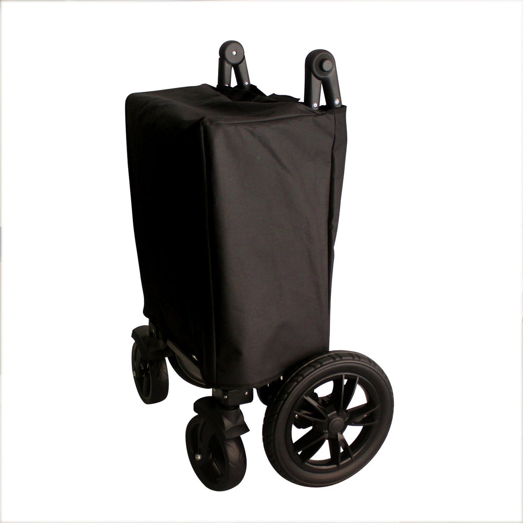 Black Push and Pull Handle Folding Wagon Utility Cart with Carrying Bag I2642