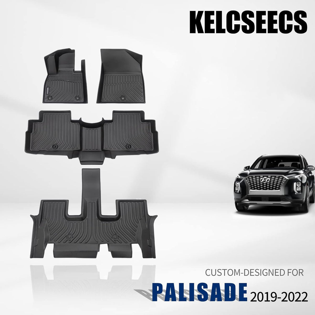 Black TPE Waterproof Car Mats Full Set W736