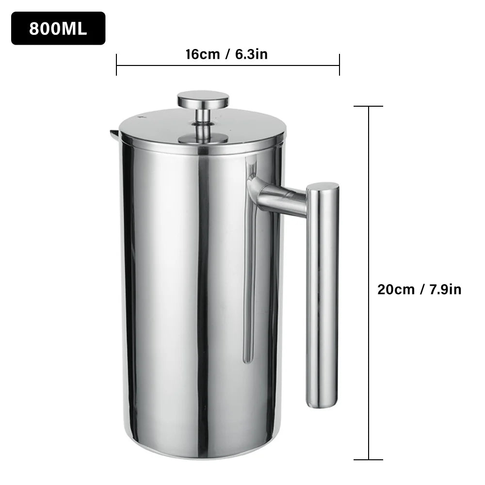 800ml Stainless Steel Coffee Press with 3 Filters Y98192