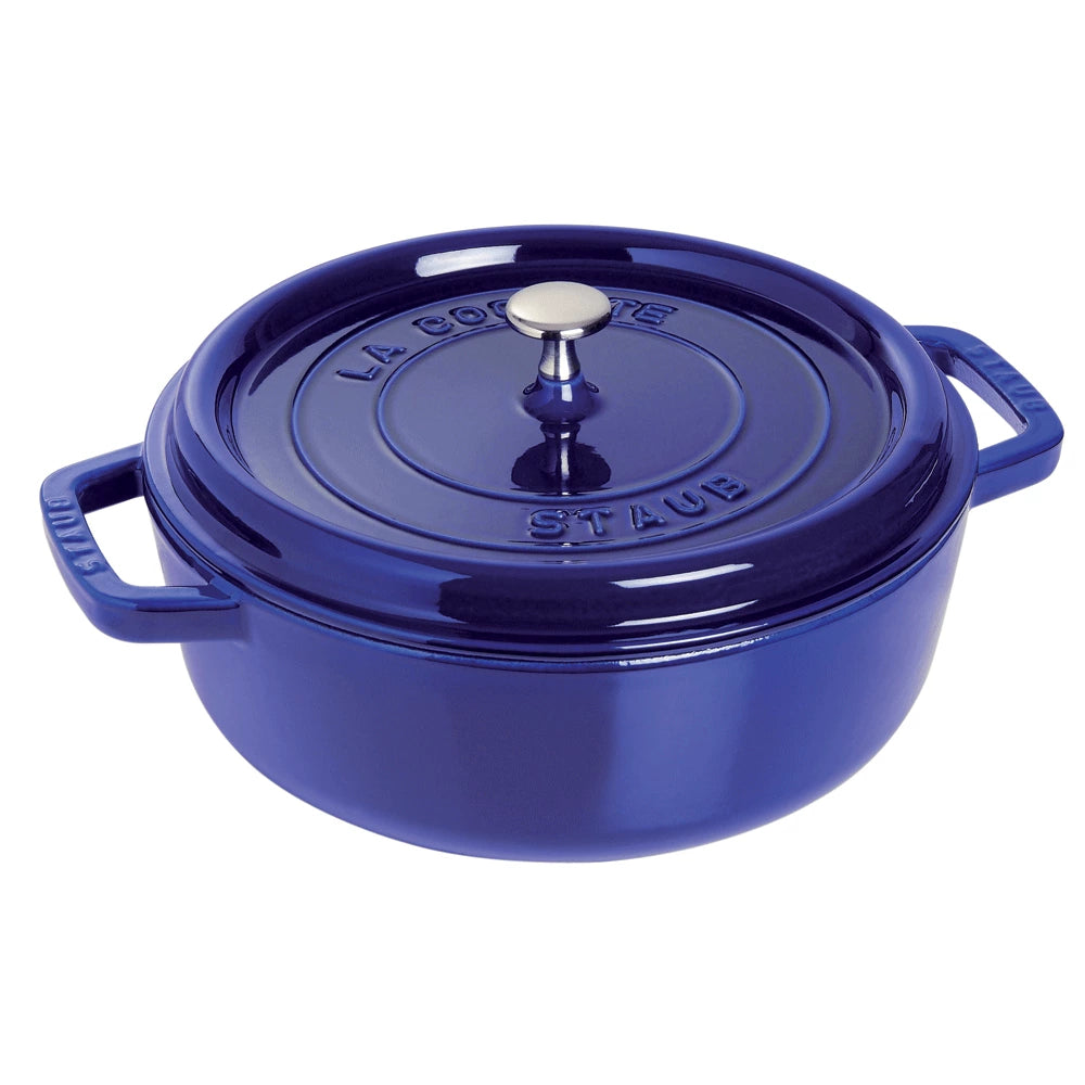 Cast Iron 6-qt Shallow Wide Round Cocotte Dark Blue X93628