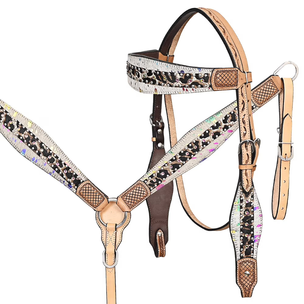 Tan Hairon Leather Horse Headstall Breast Collar R408751