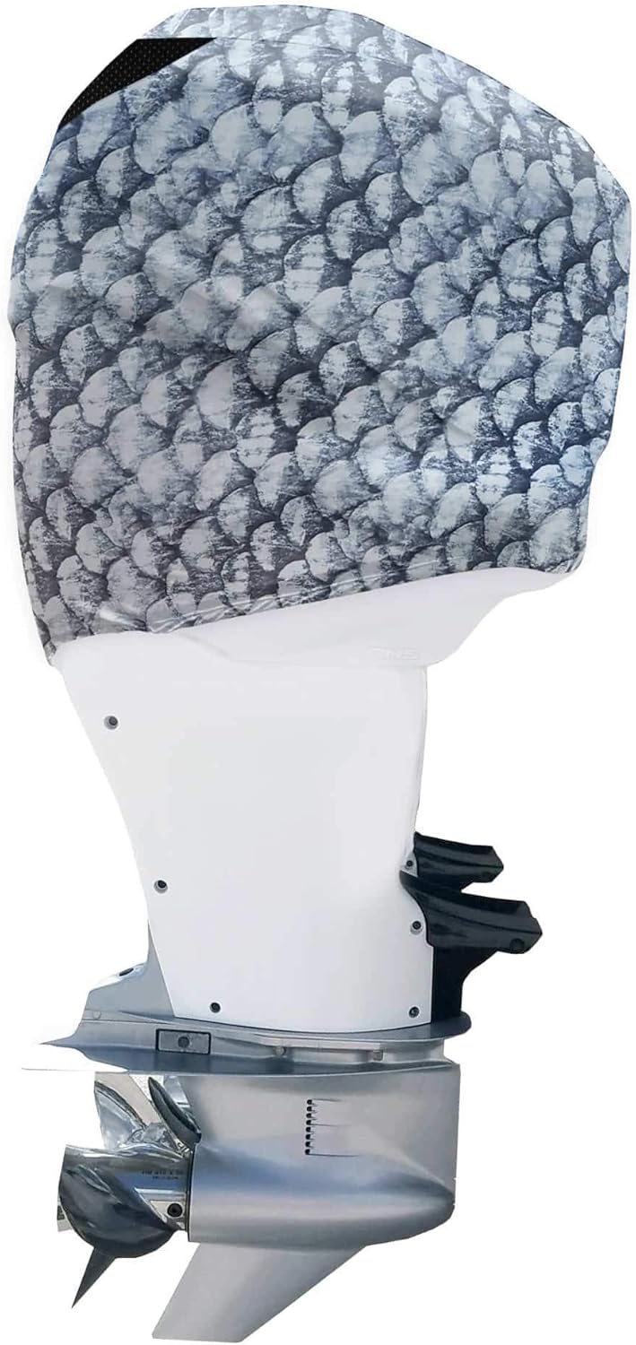 Grey Fish Scales Outboard Motor Cover D557559