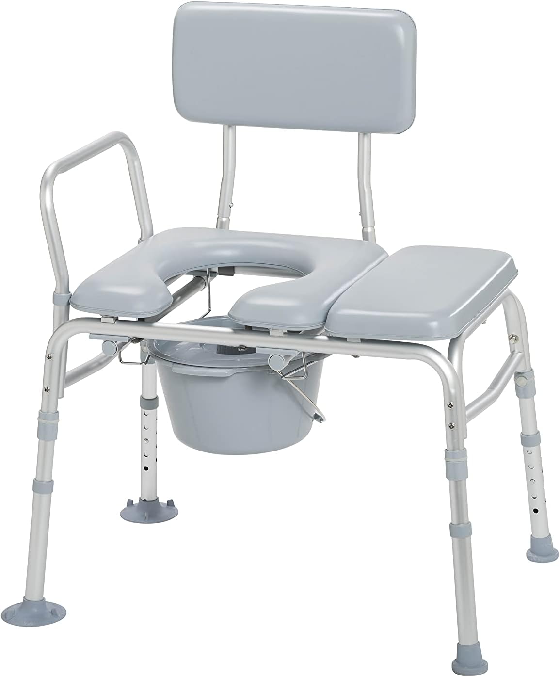 Gray Transfer Bench Commode Chair with Padded Seat Y99781