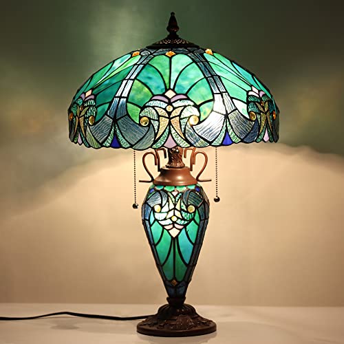 16 inch Stained Glass Table Lamp with Night Light H9752