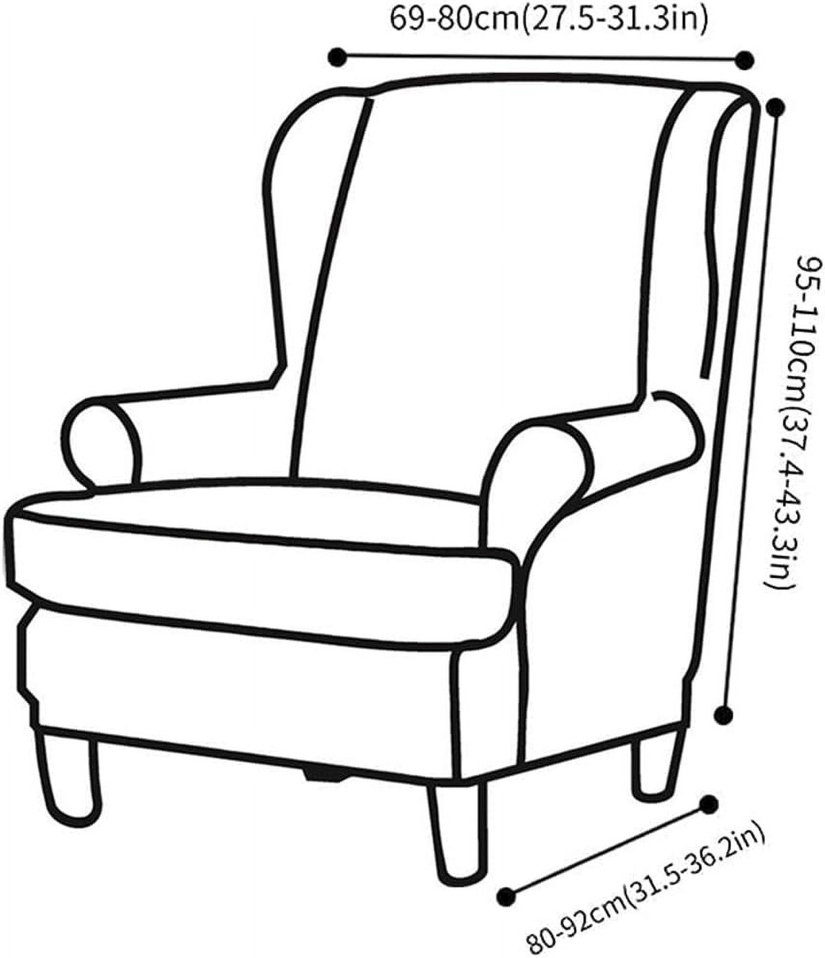 Dark Grey Velvet Stretch Wingback Chair Sofa Slipcover with Elastic Bottom R438