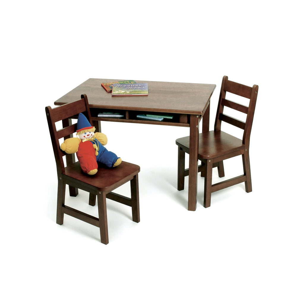 Childrens Rectangular Table and 2 Chairs Set, Walnut Q453310