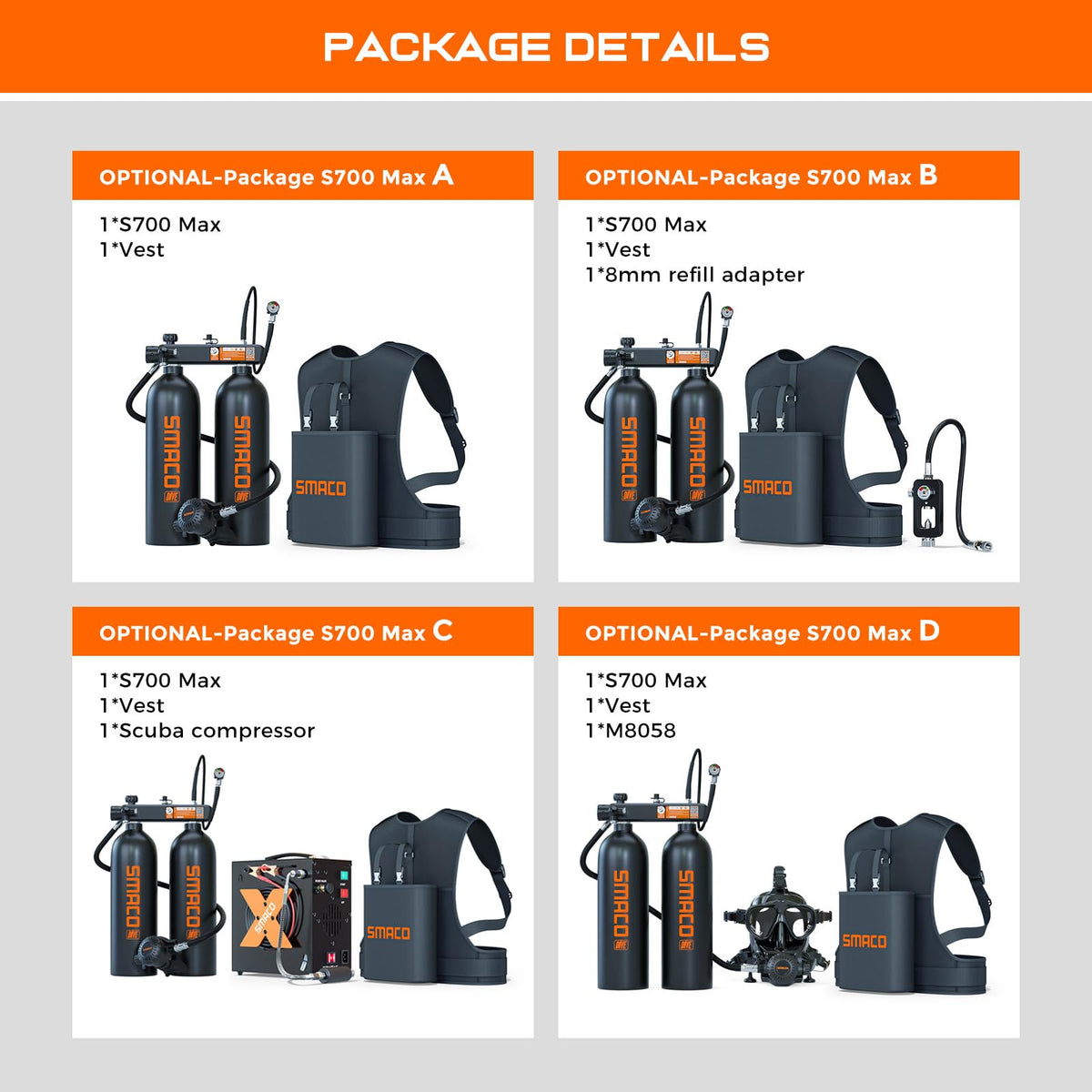 Mini Scuba Diving Tank 1.9L Double Scuba Tank Reusable Small Pony Bottle with 30-45 Mins Portable Twin Diving Air Tank Kit Diving Oxygen Cylinder U941048