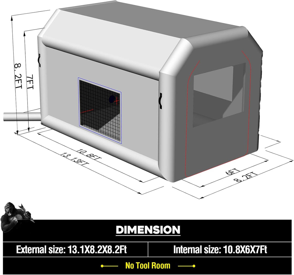 Portable Inflatable Paint Booth 13x10x8Ft with 550W Blower E184185