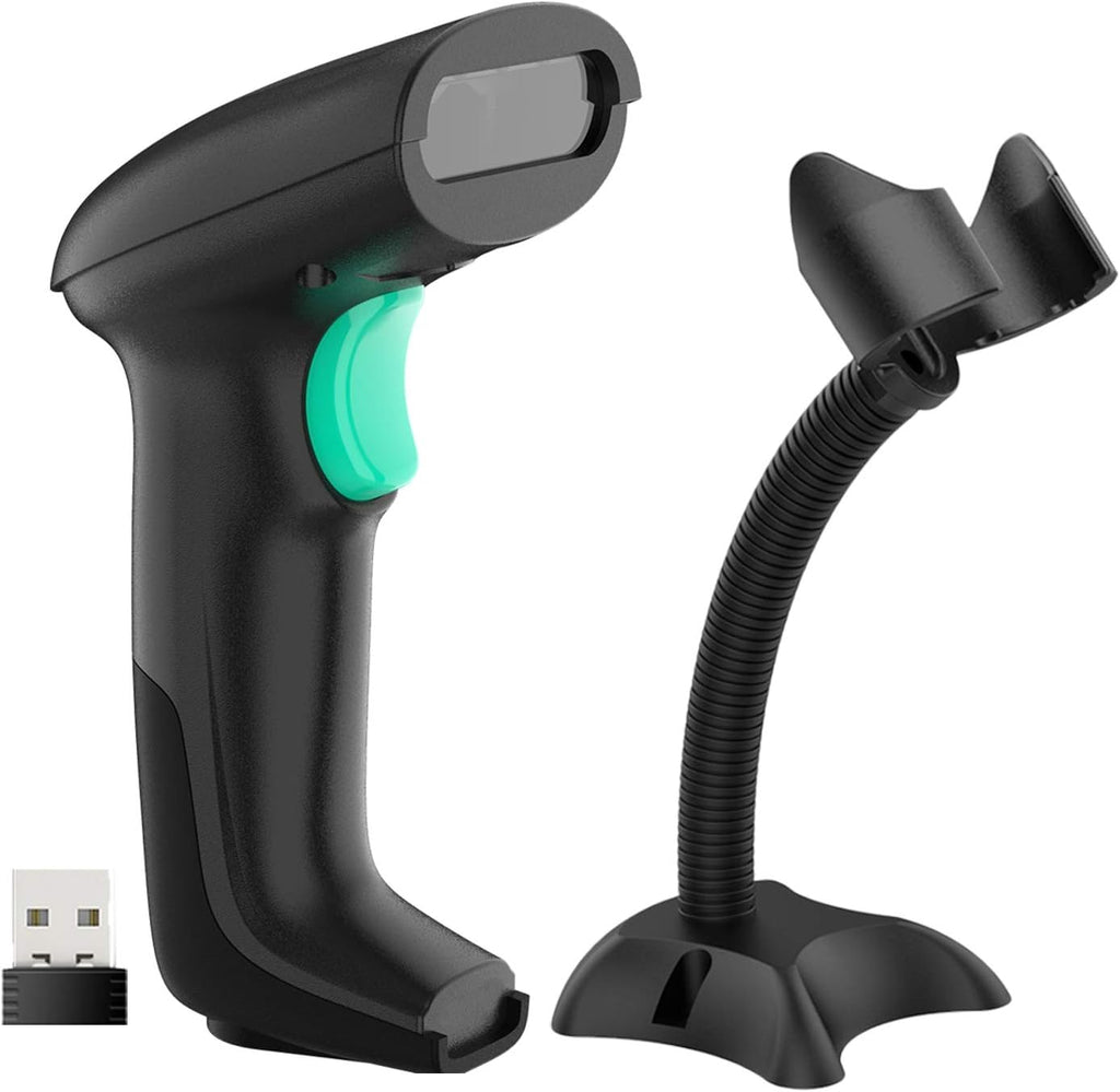Wireless 2D Barcode Scanner with Stand, USB Cordless Bar Code Reader A70686