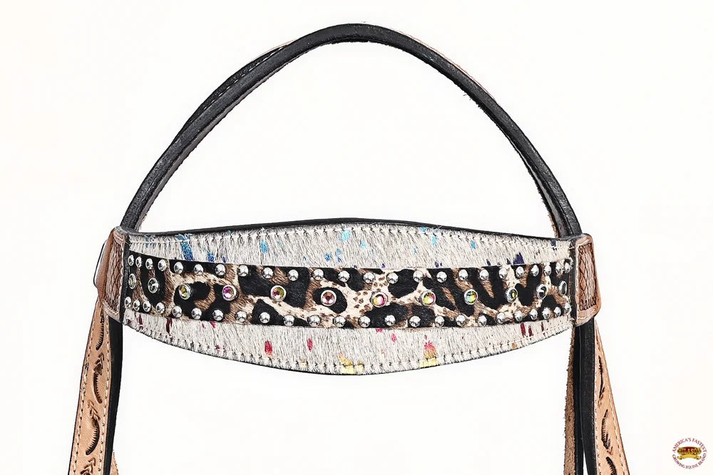Tan Hairon Leather Horse Headstall Breast Collar R408751
