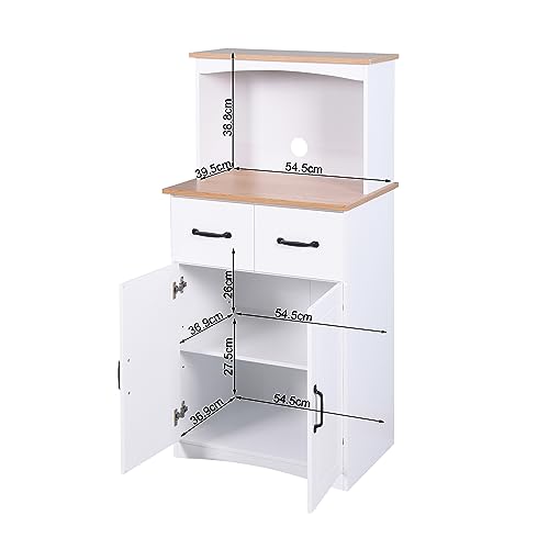 White Wooden Kitchen Cabinet with Framed Glass Doors and Drawer D4494