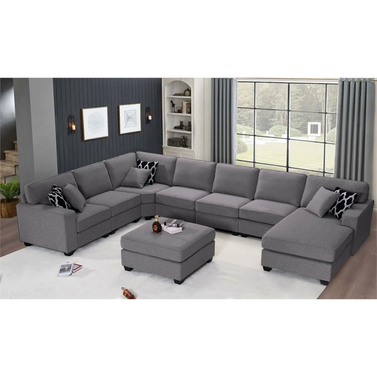 Fabric Reversible Sectional Sofa T147908