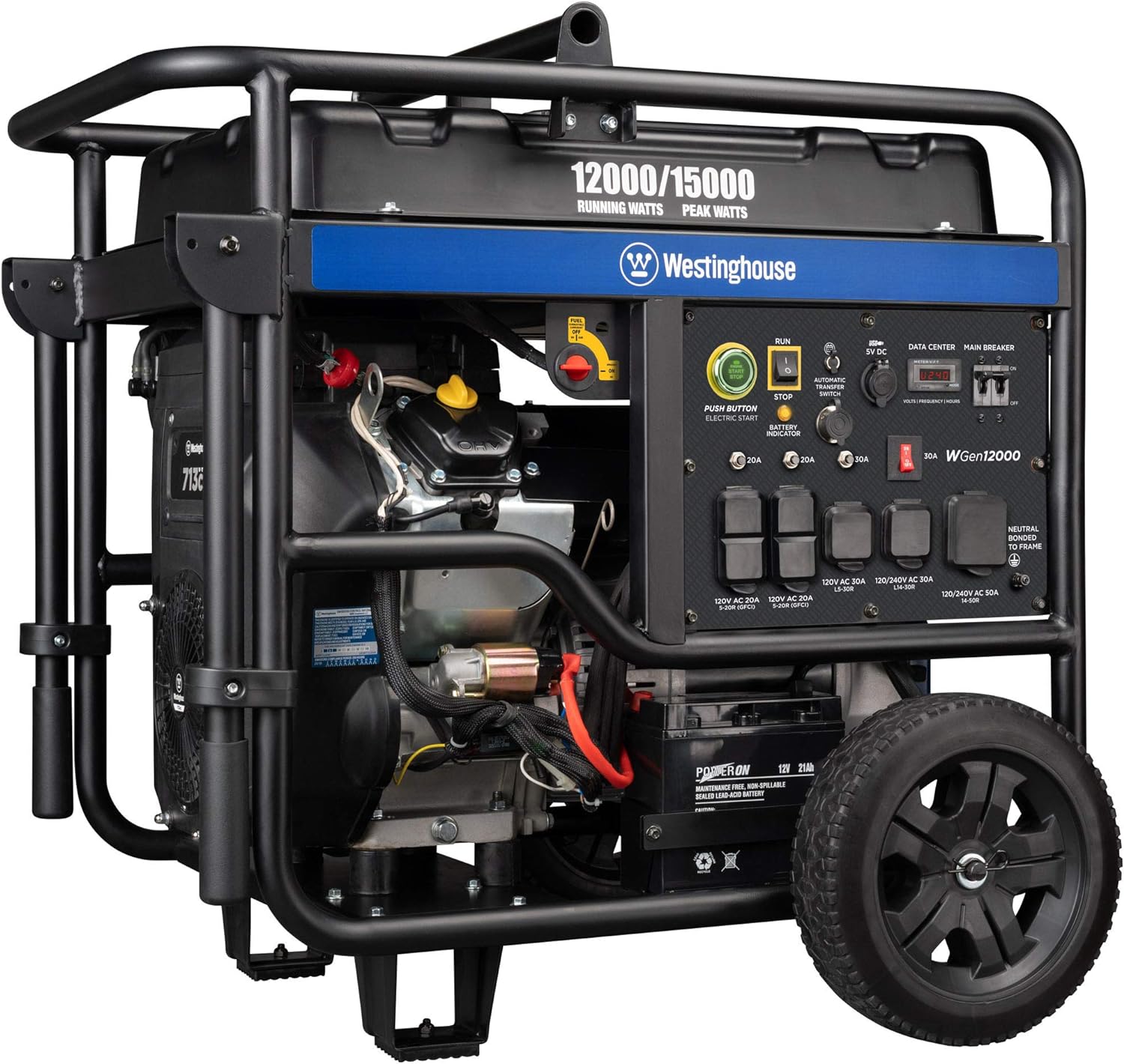 Dual Fuel Portable Generator 9500 Rated Watts 12500 Peak Watts Electric Start V628