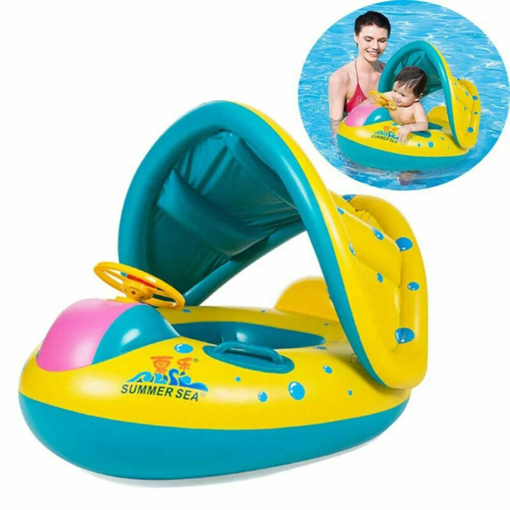 Inflatable Swimming Ring Baby Pool Float with Canopy Sunshade Roof F698