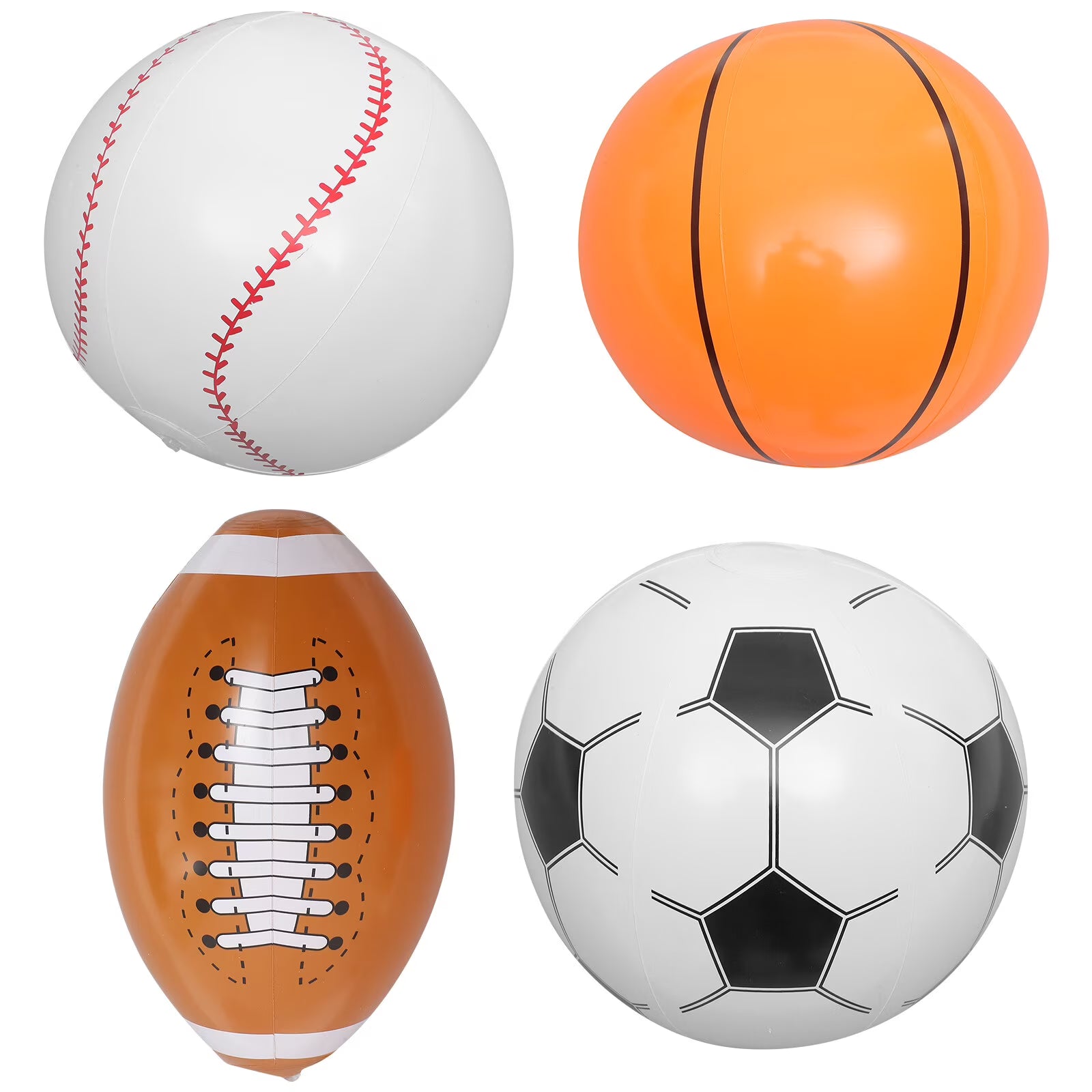 4pcs Inflatable Ball Beach Ball Soccer Basketball Baseball N18501