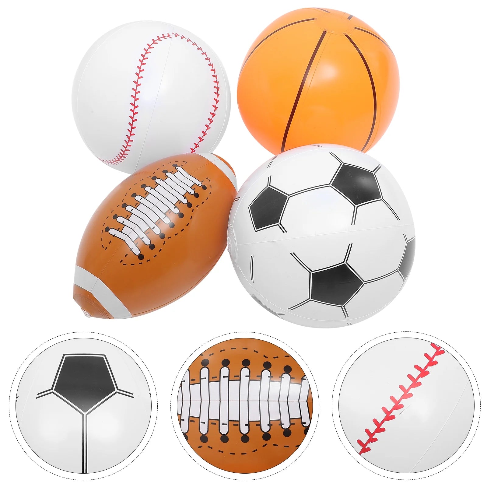 4pcs Inflatable Ball Beach Ball Soccer Basketball Baseball N18501