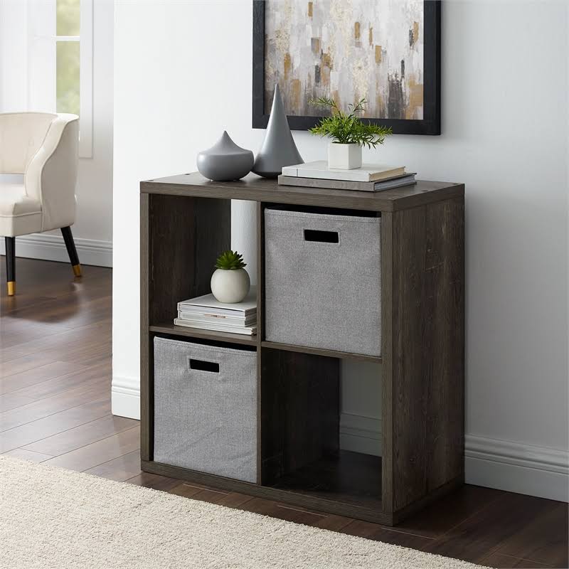 Gray Wood Storage Cabinet D889108