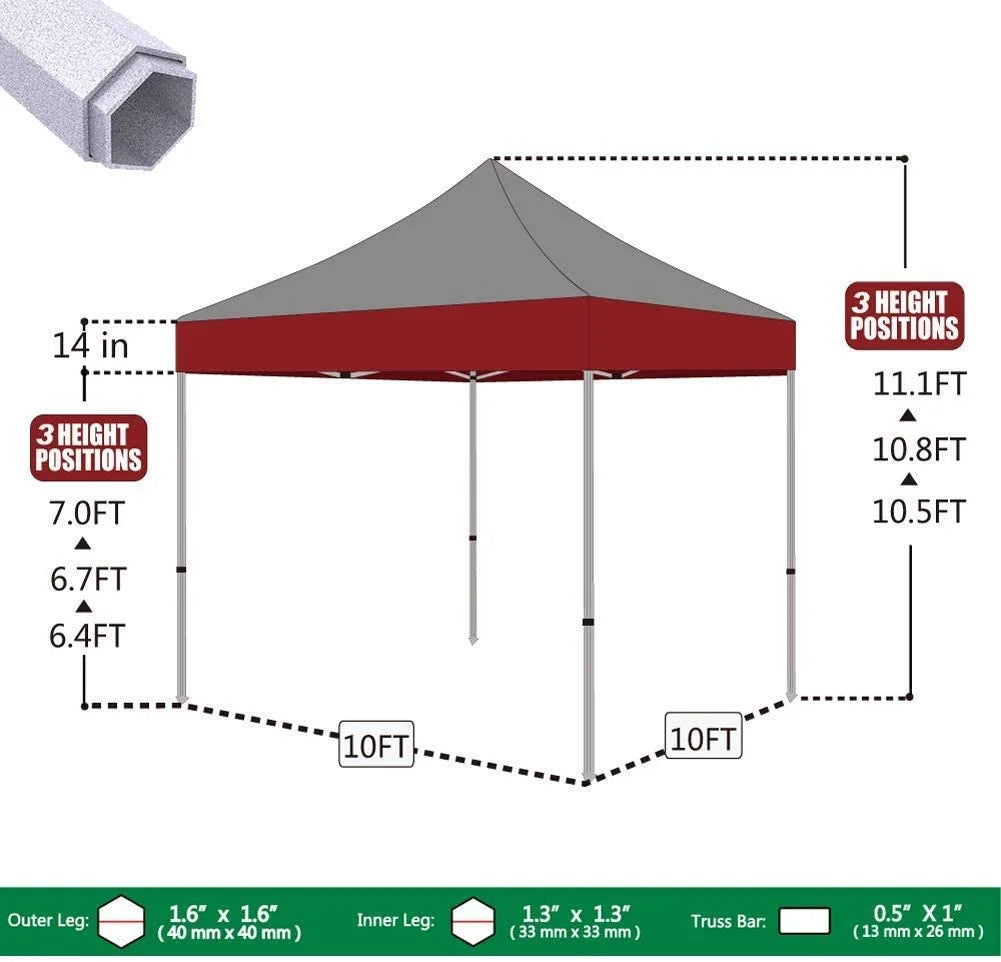 10x10 Pergolas with Canopy Outdoor Gazebo with Heavy Duty Wheeled Carry Bag P7868