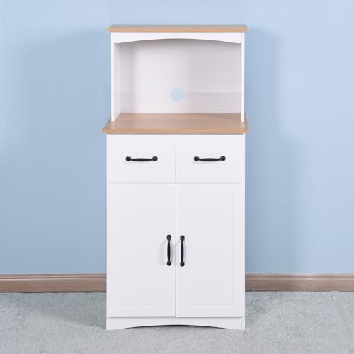 White Wooden Kitchen Cabinet with Framed Glass Doors and Drawer D4494