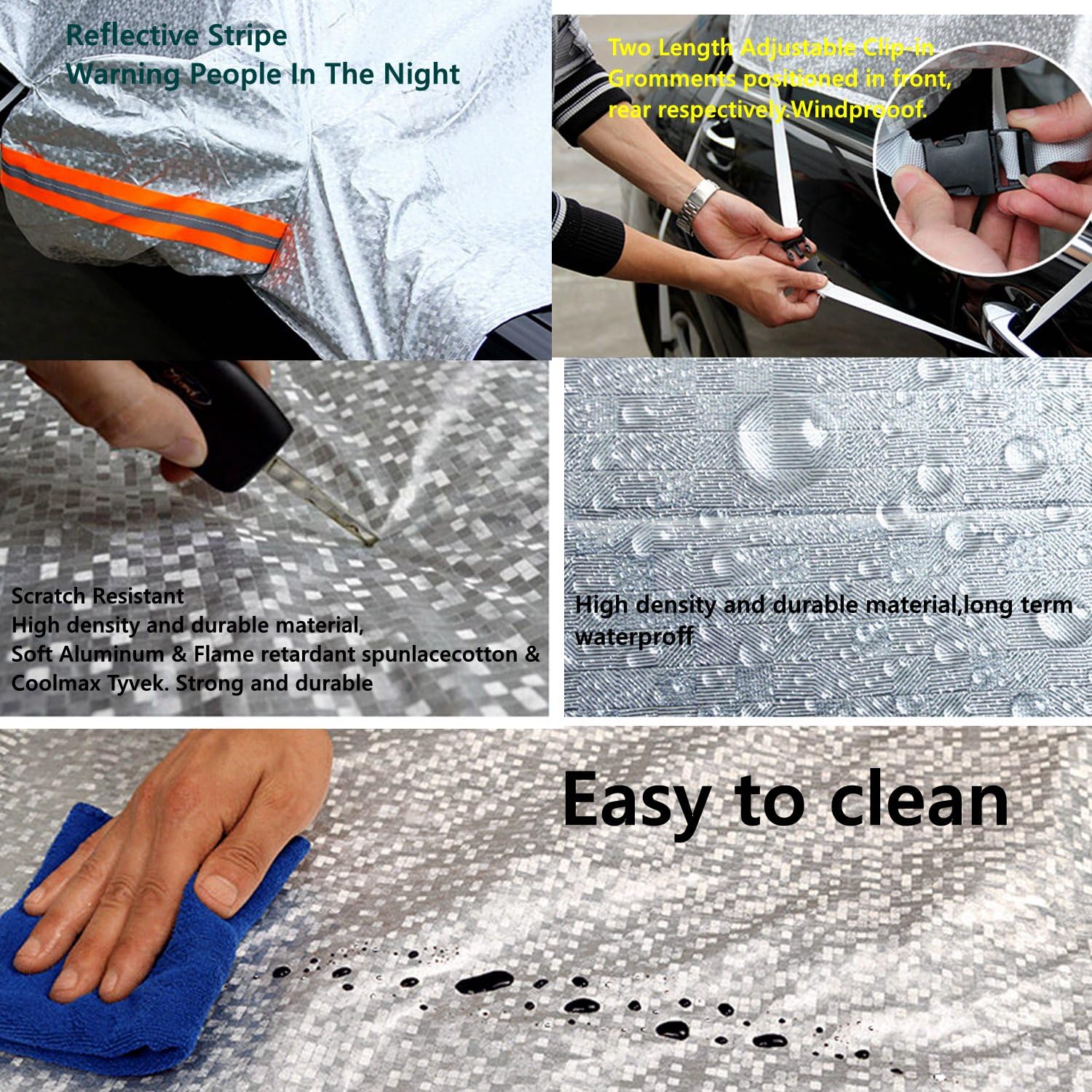 Half Car Cover Waterproof Windproof Dustproof Windshield Cover Pack of 2 F457188
