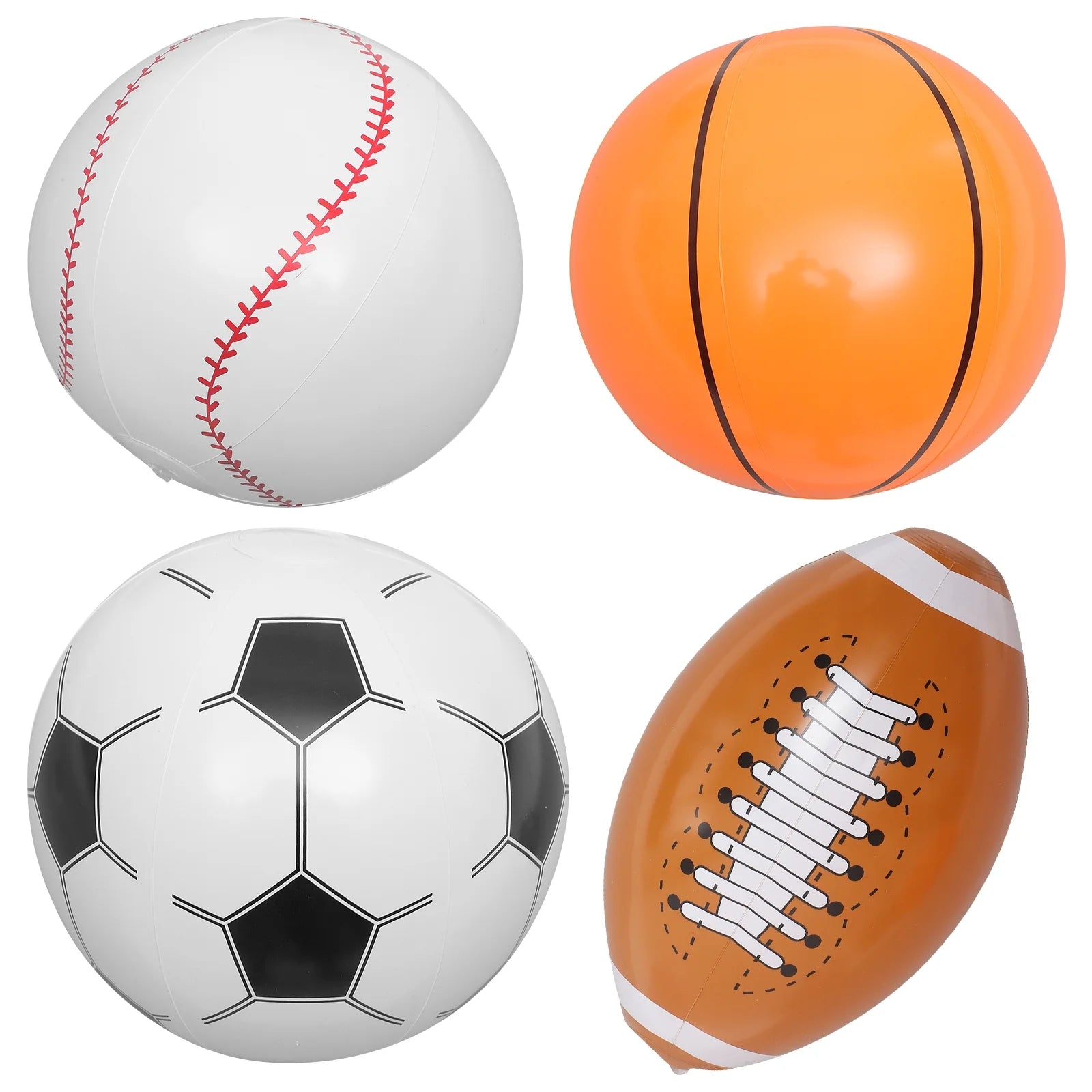 4pcs Inflatable Ball Beach Ball Soccer Basketball Baseball N18501