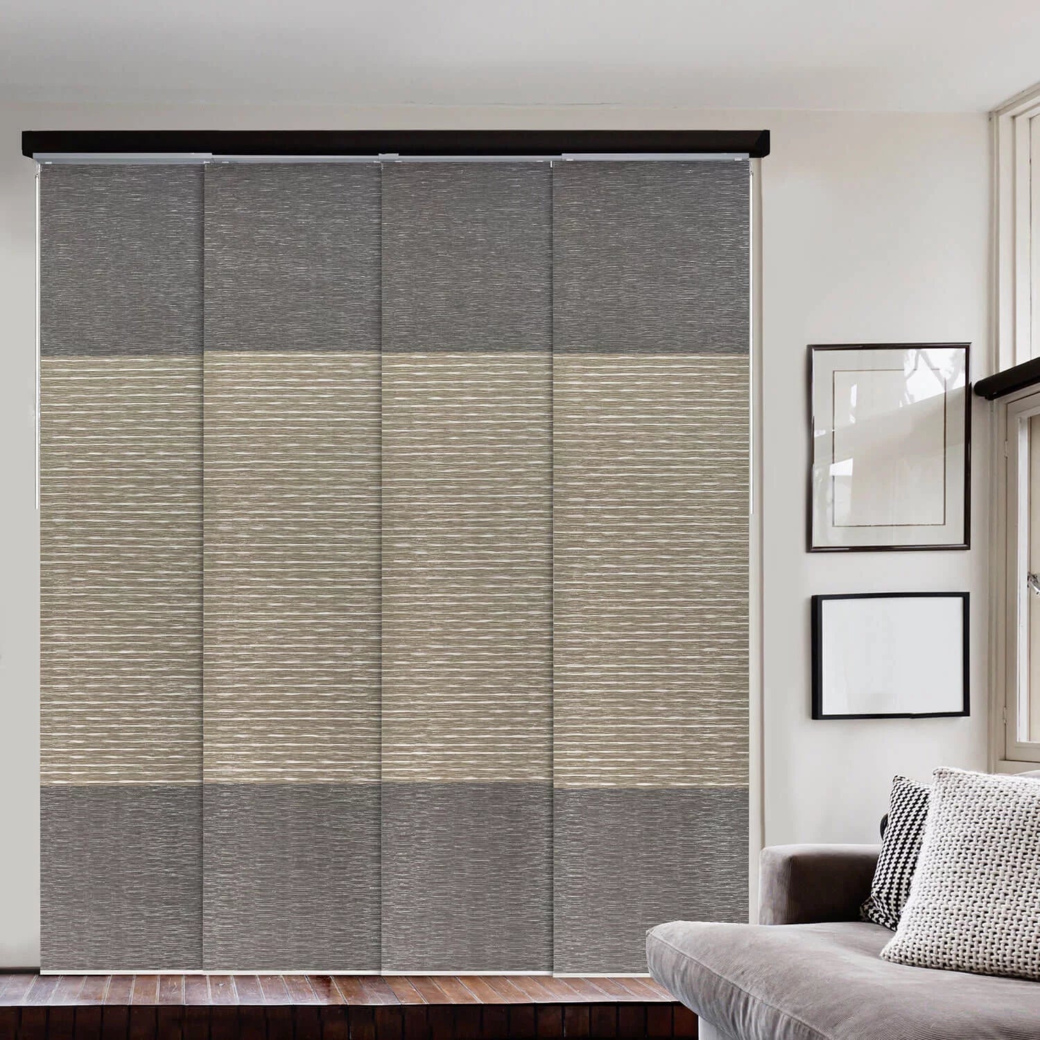 Adjustable Sliding Panel Track Blind 45.8"-86" W x 96" H Vertical Blinds 99% Blackout O797