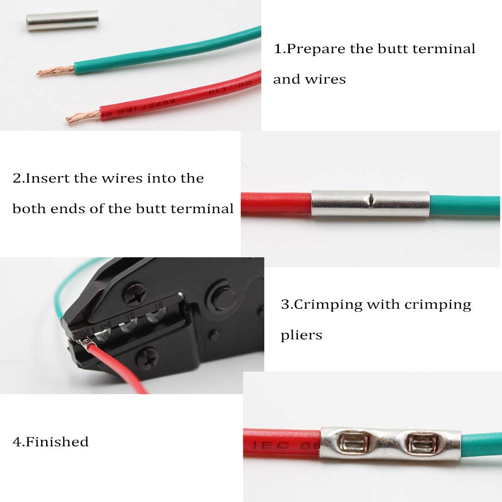 10Pcs Non Insulated Butt Connectors I974