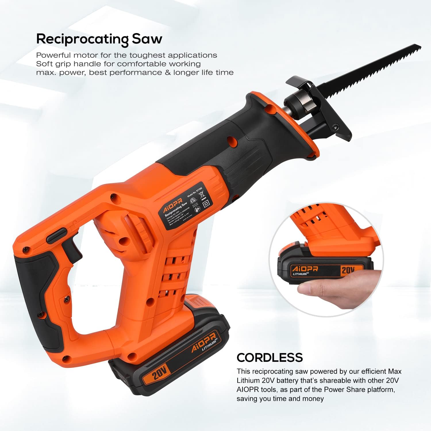 20V Cordless Reciprocating Saw with 5 Blades N470