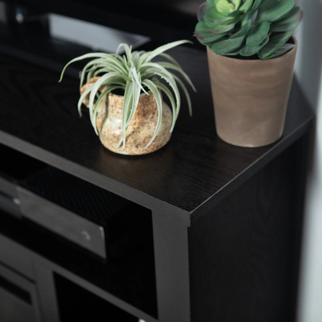 Black Tall Corner Fireplace TV Stand J7608