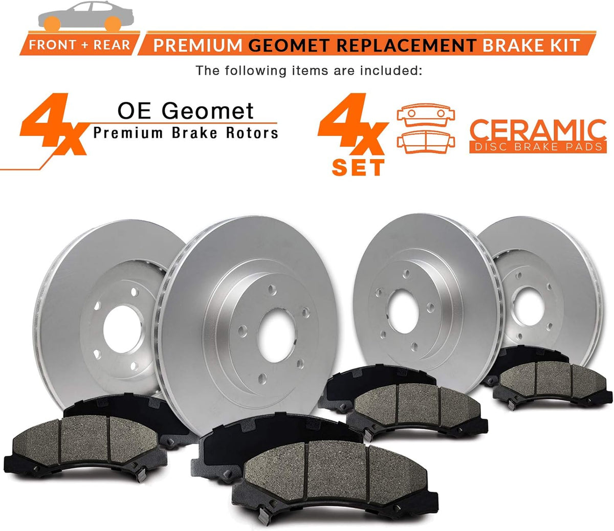 Max Brakes Geomet OE Rotors with Carbon Ceramic Pads L3224