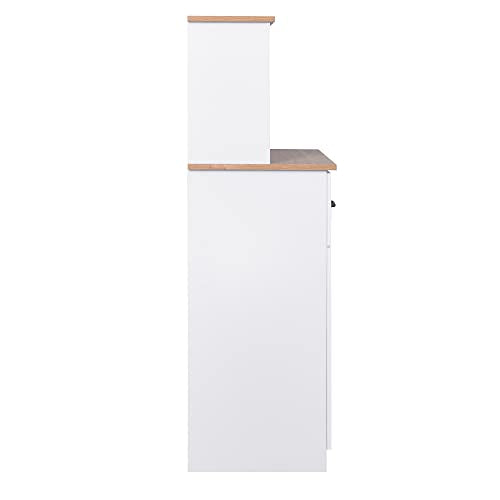 White Wooden Kitchen Cabinet with Framed Glass Doors and Drawer D4494