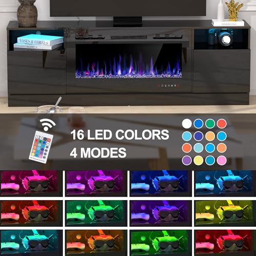 White 70" Fireplace TV Stand with 36" Electric Fireplace X915