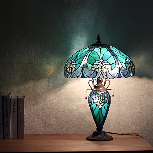 16 inch Stained Glass Table Lamp with Night Light H9752