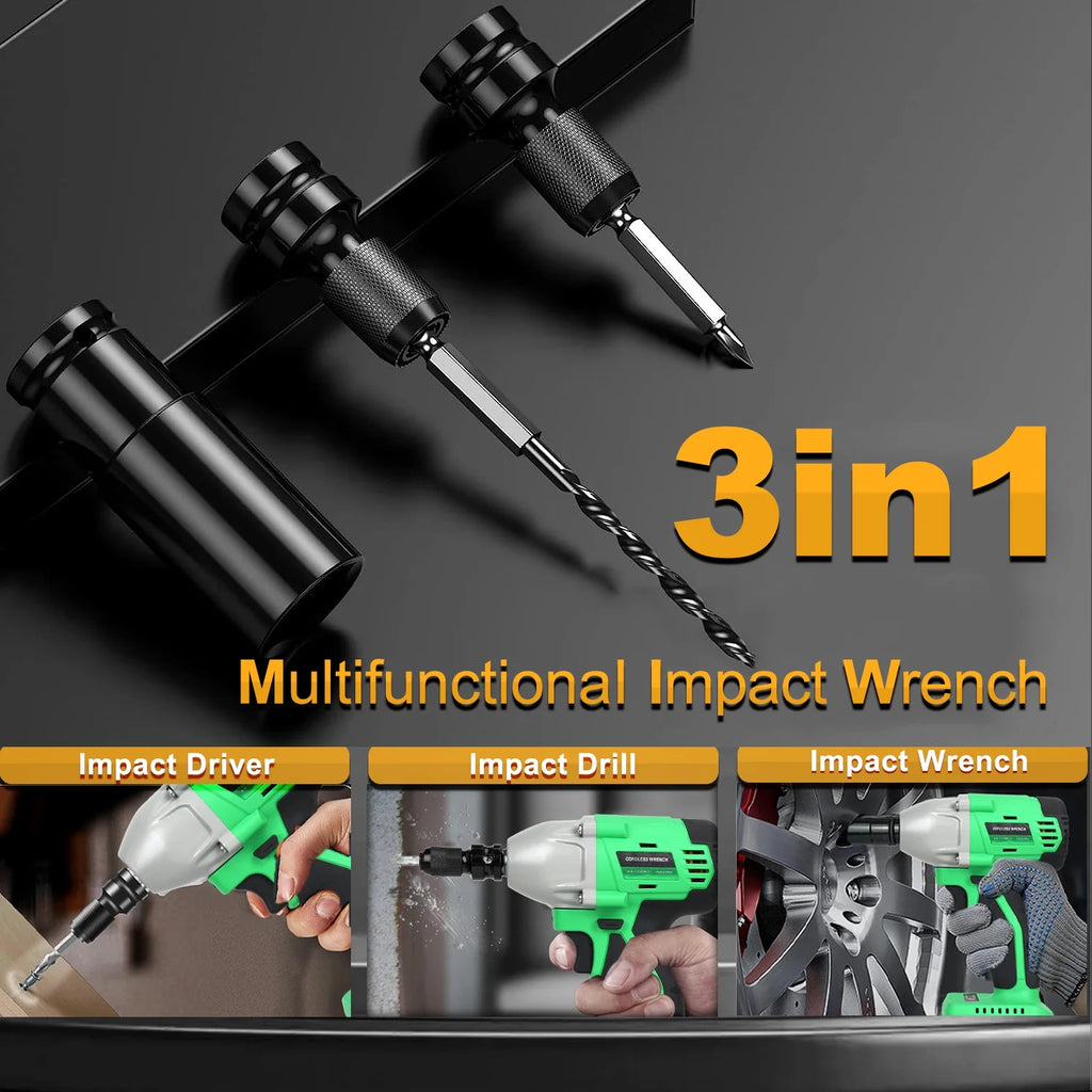 Cordless Impact Wrench 1/2 430N.m 2400 RPM Brushless with 4000 mAH Battery Fast Charger 6 Sockets Tool Bag V5074