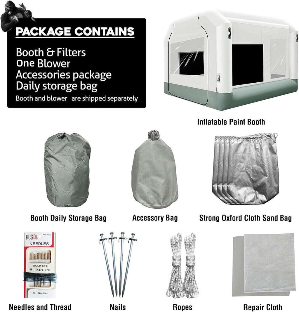 Portable Inflatable Paint Booth 13x10x8Ft with 550W Blower E184185