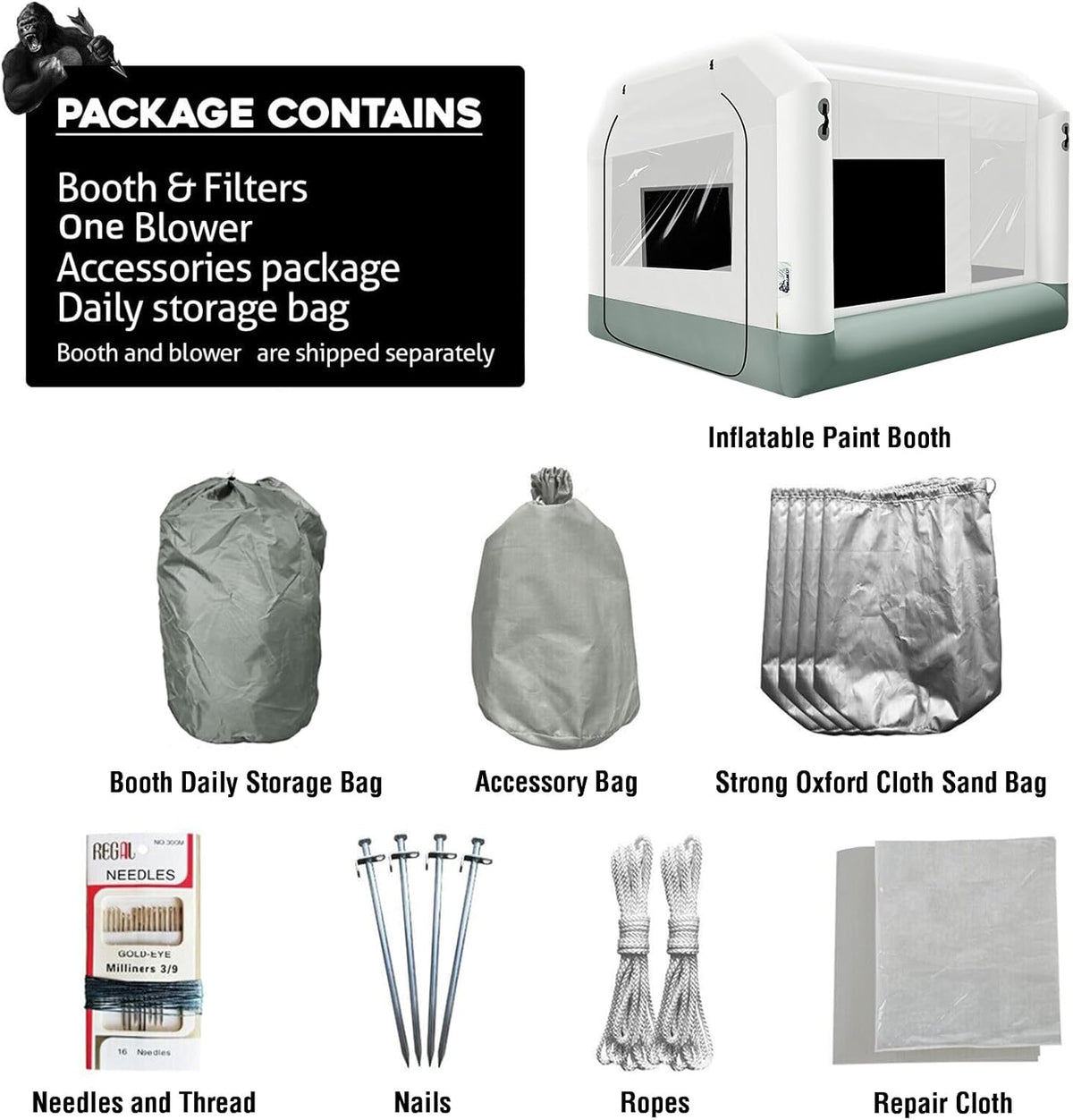 Portable Inflatable Paint Booth 13x10x8Ft with 550W Blower E184185