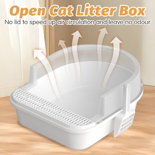 Large Sifting Cat Litter Box with High Sides and Scoop (Grey) L906