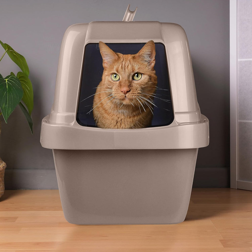 Large Enclosed Sifting Cat Pan with Odor Door, Hooded, Beige I840