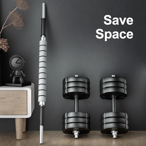 Heavy Adjustable Dumbbell Barbell Set, Metal Dumbbell Grip and Barbell Bar, 1" Center Hole Weight Plate F6218