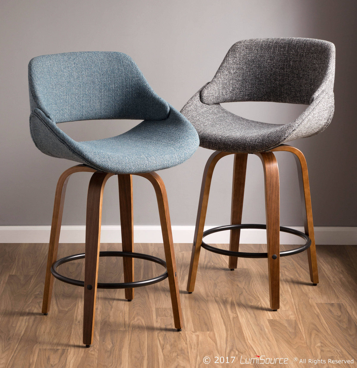 Walnut and Grey Noise Fabric Counter Stool L88604